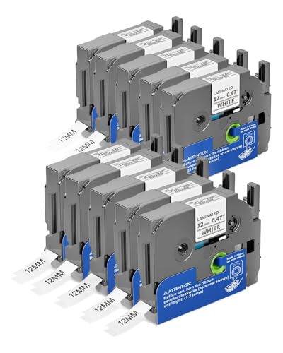 Image of Colorty Ptouch Tape Compatible with Brother P-Touch Label Tape TZ TZe 12mm 0.47 Laminated White 1 /2 inch Black on White TZe-231 TZE231 for PT-D200 H110 D400 D600 1900 Label Maker Refills, 10-Pack