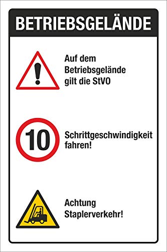 WERBEPUNKT. Schild Betriebsgelände StVO Schritt Fahren Staplerverkehr 3 mm Alu-Verbund 450 x 300 mm