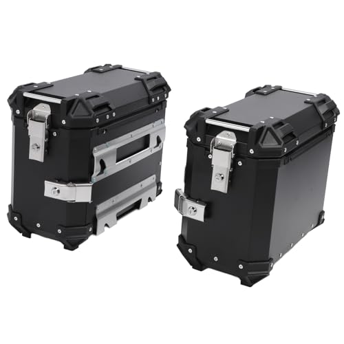aqxreight 35L Motorrad-Seiten Koffer Aluminium Legierung Motorrad-Sattel Tasche mit Sicherheits Schloss Halterung für Reitgetriebe Helm (Black)