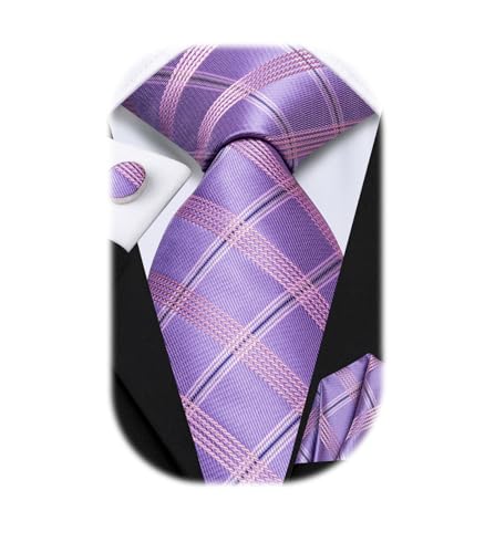 Image of Hi-Tie Mens 70inches Tie Set Extra Long Necktie for Men Cufflinks Handkerchief Big Tall Men Business Wedding
