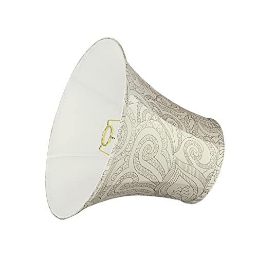 Image of Aspen Creative 58055A Bell Uno Lamp Shade in Cream Floral Pattern, 7 inch Top x 14 inch Bottom x 11 inch Slant Height, Slip UNO 36mm