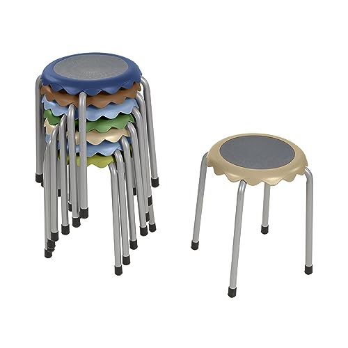 Image of ECR4Kids Daisy Stackable Stool with Glides Seating Set, Flexible Seating, Earthtone, 8-Piece