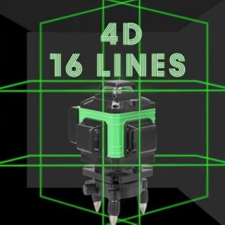 Niveau Laser 360 Autonivelant, Lazer Niveaux Vert 4 x 360°, Niveau laser 4D 16 lignes Auto-nivelant, Laser Chantier, IP54 Waterproof, avec 2 * 2600 mAh Batteries et Télécommande (avec Trépied)