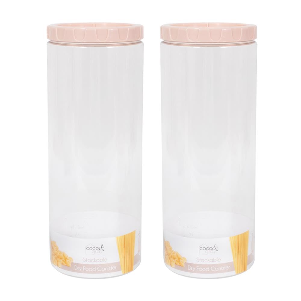YöL Pack of 2 2200ml Stackable Dry Food Storage Canisters Tub Kitchen Container Freezer Safe