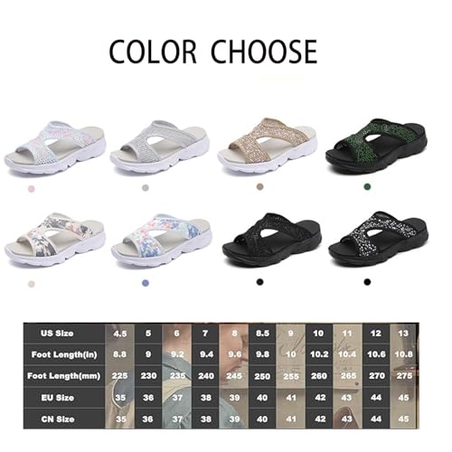 Tokouk Slides for Women's Knitted Orthopedic Platform Sandals Comfortable Fabric Kint Slip On Wedge Lightweight Walking Sandals with Arch Support Lightweight Athletic Soft Cushion Footbed2