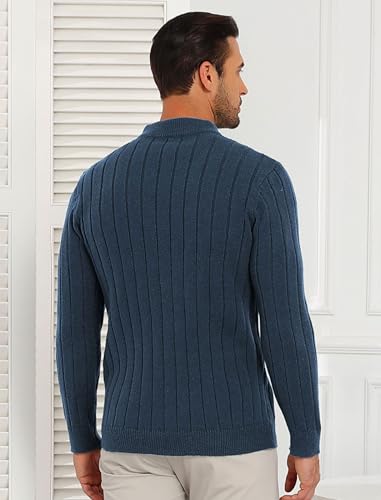 ZAFUL Mens Quarter Zip Sweater Mock Neck Casual Fall Winter Warm Ribbed Knit Pullover Sweater4
