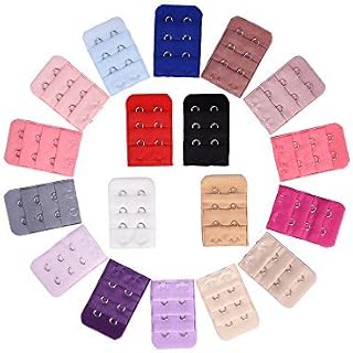 18 Pieces Bra Strap Extender Bra Extension Straps, 3 Row 2 Hook, 18 Color, Rose Red, Pink, Blue, Purple, Red, White, Black, Skin Color, Light Pink, Light Purple, 2 x 1.3 inches
