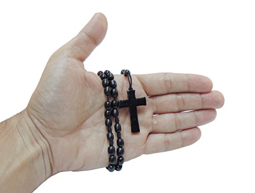 Catholica Shop - Catholic Religious Wear Wooden Beads Necklace with Wood Cross Pendant Catholic Rosary Necklace I Cross Necklace for Men Rosarios Catolicos Madera Made in Brazil…3