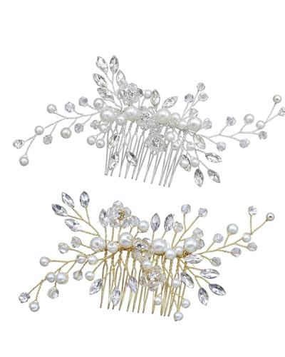 KAKFEL Accessori Capelli Sposa Set 2 Pezzi, Pettine e Fermaglio