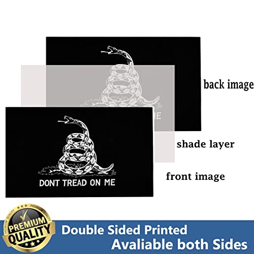 Dont Tread On Me Gadsden Flag 3X5 Outdoor Double Sided- Libertarian Tea Party Coiled Rattle White Snake Black Flags Heavy Duty 3 Ply Banner With 2 Brass Grommets #TOP1