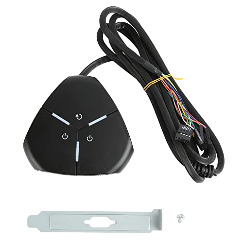 Botón de Interruptor de PC de Escritorio, Botón de Encendido de PC Externo, Interruptor de Alimentación Dual para Computadoras de Escritorio, Interruptor de Encendido Y Apagado de la(2 USB y Audio)