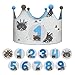 Kembilove Corona Compleanno – Corona Compleanno per Bambini – Corona Compleanno Tessuto intercambiabili da 1-9 anni – Decorazione Compleanno Bambino Azzurro