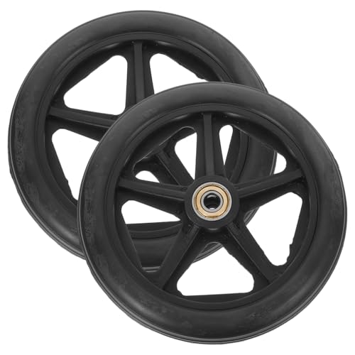 WOONEKY 2pcs Wheelchair Front Wheel Drive Wheelchair Wheel Castor Wheels Wheel Universal Wheelchair Rear Wheelchair Tires Scooter Steering Drive Walker Parts Stroller Stainless Steel Black