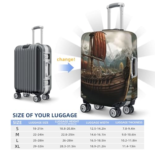 Elastic Travel Luggage Cover for Suitcase Tsa Approved Stretch Scratch-Resistant Suitcase Protector Cover Washable Old Viking Boat Baggage Covers Fits 18-32 Inch Luggage Case2