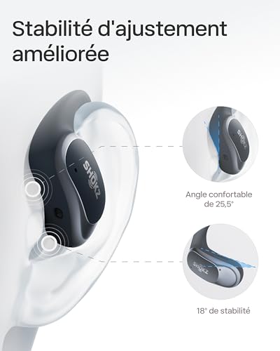 SHOKZ Écouteurs à Oreilles Libres OpenFit Air, Casque Bluetooth sans Fil avec Microphone, écouteurs avec Crochet d'oreille Air, Charge Rapide, 28 h d'autonomie, étanchéité IP54 pour Le Sport - Noir – Image 6