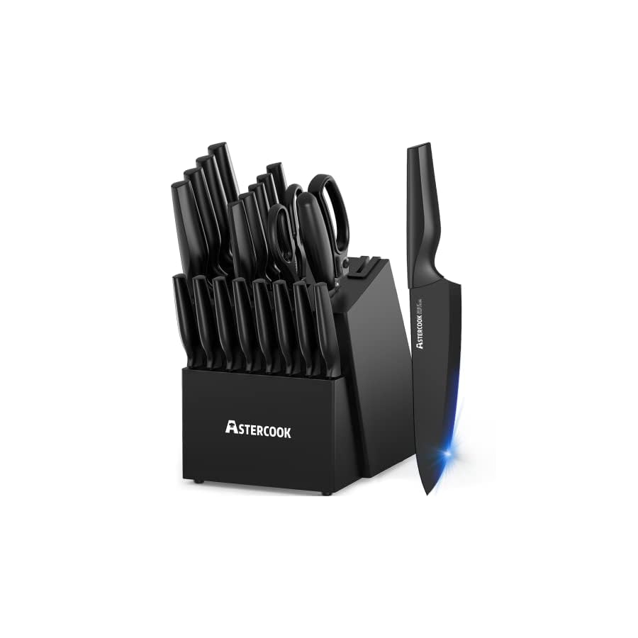 Knife-Set-Astercook-21-Pieces-Knife-Sets-for-Kitchen-with-Block-Dishwasher-Safe-Kitchen-Knife-Set-with-Built-in-Sharpener-German-Stainless-Steel-Black-Knife-Block-Set Knife Set, Astercook 21 Pieces Knife Sets for Kitchen with Block, Dishwasher Safe Kitchen Knife Set with Built-in Sharpener, German Stainless Steel Black Knife Block Set