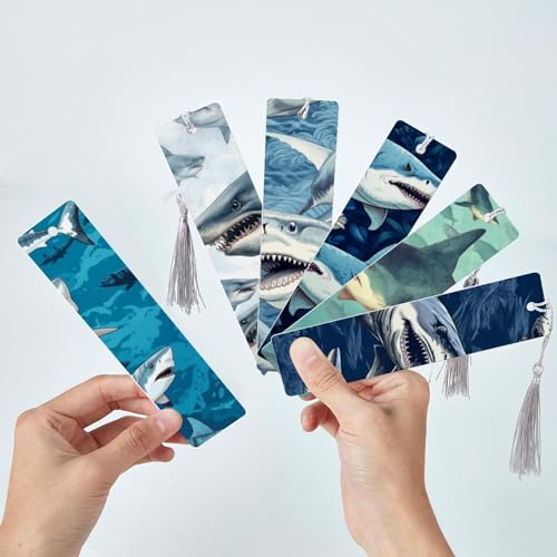 Marque-pages requin : lot de 6 accessoires de lecture originaux - 3