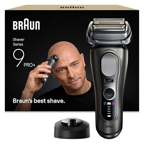 Braun Series 9 PRO+ Glatzen Rasierer Herren, Elektrorasierer für Nass- & Trockenrasur und Glatzenrasierer / Kopfrasierer...