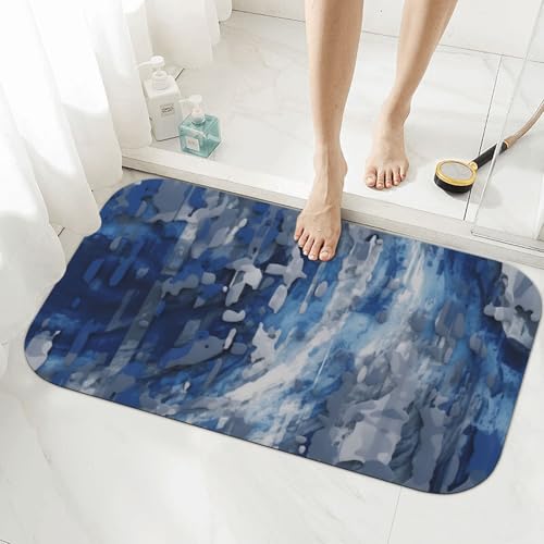 Tapis de bain à diatomées bleu imprimé abstrait pour sortie de douche - 4