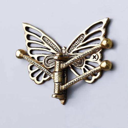Indian Shelf Brass Butterfly Swivel Tri Arm Hook Foldable Decorative Wall Hooks 3 Prong Wall Hooks Vintage Towel Hooks Gold Coat Hooks Robe Hook Folding Coat Hooks Hangers