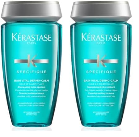 Kérastase Spécifique Dermo-Calm, Champú Hidro-Calmante, Para Cuero Cabelludo Seco o Sensible, Bain Vital Dermo-Calm, 250 ml (Paquete de 2)