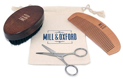 Beard Brush, Comb and Scissors – The Essentials a Men’s Grooming Kit by Mill & Oxford