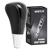 SHIFTIN Leather Wood Gear Shift Knob for Toyota Avalon Yaris 4Runner Land Cruiser Sienna Camry Solara Tacoma and Lexus ES300 ES330 GS300 GS400 GS430 SC300 SC400 (Punched Black Leather/Piano Black)