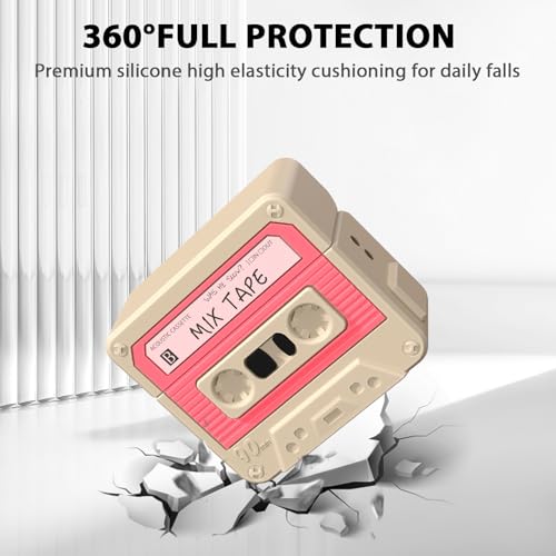Image of KOREDA Compatible with AirPods 4 Case Cover, Funny Cassette Tape Design Case for Airpods 4th Generation 2024, Cute Cartoon Fashion Silicone Protective Case for Women Men (Cinnamon Powder)