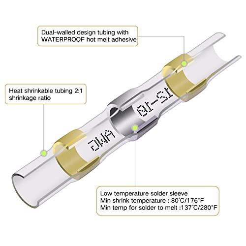 image for Qizpcer 110 Pcs Heat Shrink Wire Connectors, Solder Seal Butt Connecto