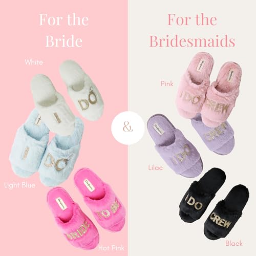 Dearfoams womens Bride and Bridesmaid Gifts I Do Crew Slippers for Wedding and Bachelorette Party4