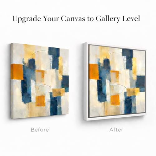 Image of Premium Canvas Floating Frame - 1.25 inch Gallery Depth Floater Frame with Faux Wood Grain PS Finish, Handcrafted in USA for Wall Art (White 8x10)
