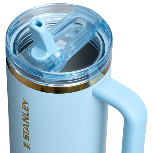 Image of STANLEY x Messi Quencher ProTour Flip Straw Tumbler with Leakproof Lid, 40 oz | Built-in Straw and Handle | Cup Holder Compatible for Travel | Insulated Stainless Steel | BPA-Free | Messi Striker Blue