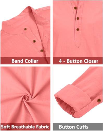 Image of Zombom Men's Solid Cotton Polyester Blend Straight Kurta Shirt, Regular Fit Full Sleeve Short Kurta Shirt