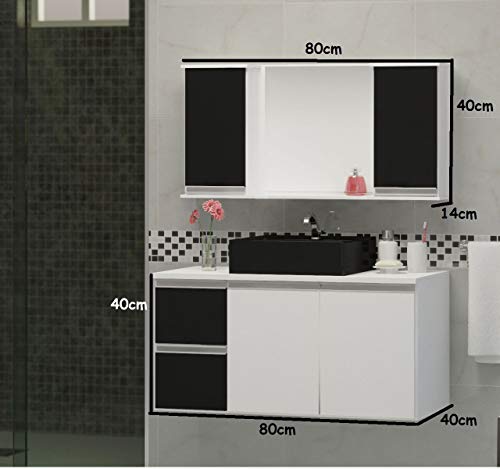 Gabinete de Banheiro Aspen80 - PRETO s/Cuba