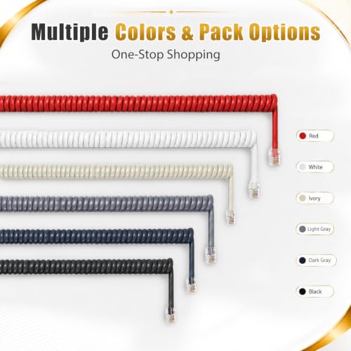 Image of Comtrue Phone Cords for Landline, 2-Pack, Telephone Handset Cords | Black, Universally Compatible, Tangle-Resistant, Noise-free, Go-to Length, Ideal for office & home