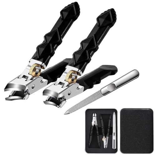 2 cortaúñas de acero inoxidable profesional para personas mayores, cortauñas, apto para uñas de manos y pies, alicates para uñas de pies gruesos