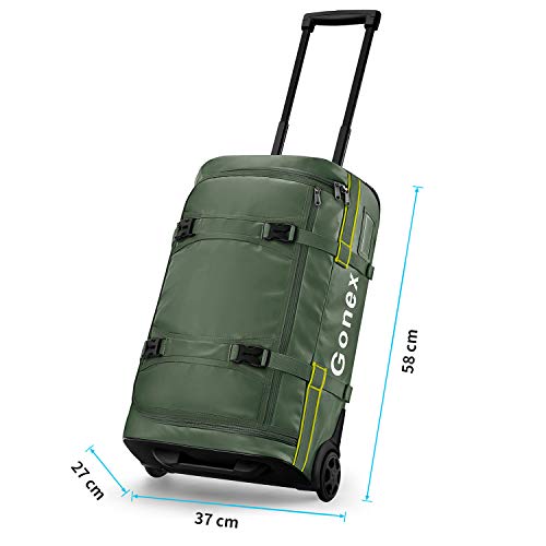 Gonex Rolling Duffle Bag with Wheels, 50L Water Repellent Wheeled Travel Duffel Carry On Luggage with Rollers 22 inch, TSA Approved Luggage Lock Included, Olive Green