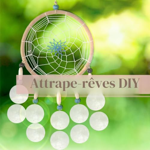 Nacre Coquillage Rond, 100 Pièces de Disques de Nacre de Coquillages, Pendentif Carillon Rétro, avec Deux Trous, pour Rideaux de Coquillages, Bricolage, Décoration Maison(Blanc) – vue 6