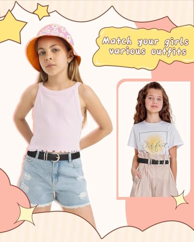 Coubeau Kinder Elastischer Gürtel Verstellbarer Stretch Kindergürtel für Jungen Mädchen Gürtel Teenager mit Goldener Schnalle für Jeans Hosen Kleid Uniform