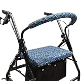 SPRING SEAON Rollator Walker Seat and Backrest Covers Set - Removable Washable Soft Fabric, Universal Fit & Adjustable Patterns, Essential Rollator Accessories(Blue Leaf)