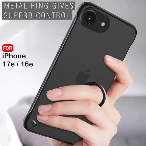 Image of TheGiftKart for iPhone 16e / iPhone 17e Case, Slim Hard Back Cover, Matte Frosted Translucent Back, Lightweight Profile, Hybrid Ultimate Slim Back Cover Case (PC & TPU, Black)