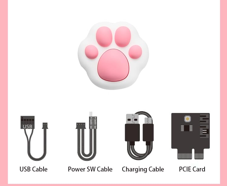Wireless PC Power Button, Cute Cat Paw Design, PVC Silicone Material, Pink Desktop Switch with PCIE Connection, Not Compatible with Laptops (Cat Paw, Black)