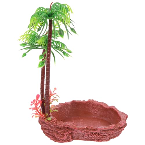 ERINGOGO Decorative Reptile Dish Natural Coconut Shell Tortoise Water Bowl Lizard Food Container for Reptile Feeding Habitat Accessories for Snakes Turtles