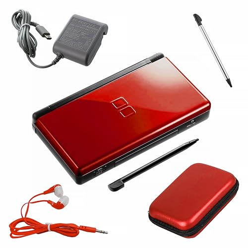 Nintendo DS Lite Premium Bundle (Crimson-Red) (Renewed)