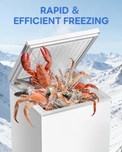 Image of Electactic 3.5 Cu. Ft Chest Freezer, Ultra-Low Temperature (-40F-12F), Small Deep Freezer with Removable Basket Free Standing Top open Door Perfect for Home Dorm, Office,Bar, Kitchen (WHITE)