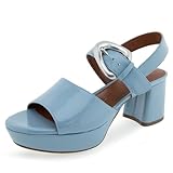 Aerosoles Women's Chamber Heeled Sandal, Dusty Blue Patent PU, 8