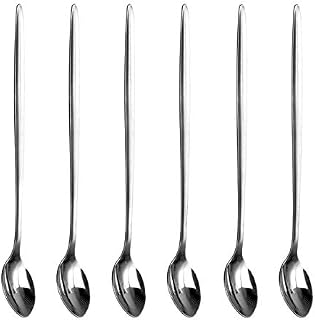 SDMAX Stainless Steel Long Handle Latte Glass Ice Cream Sundae Coffee Spoons 20cm - Pack of 6