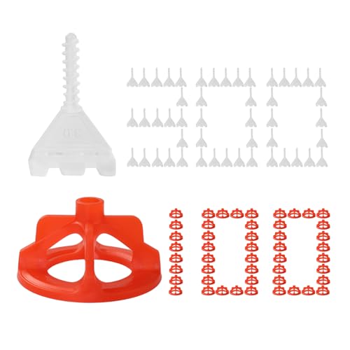 DGSL Tile Leveling System 1/8 300 Pcs Tile Spacers and 100 Pcs Red Cap Tile Spacers Leveling System for Professional Ceramic Tile and Stone Installation Precision Gap Control