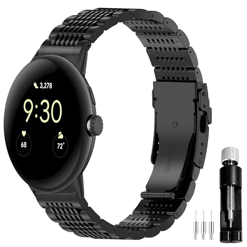 [Gheper] ���^�����v�o���h compatible with Google Pixel Watch 4 / Watch 3 41mm/45mm �Ή� �X�}�[�g�E�H�b�`�����p�X�e�����X�X�`�[���u���X���b�g