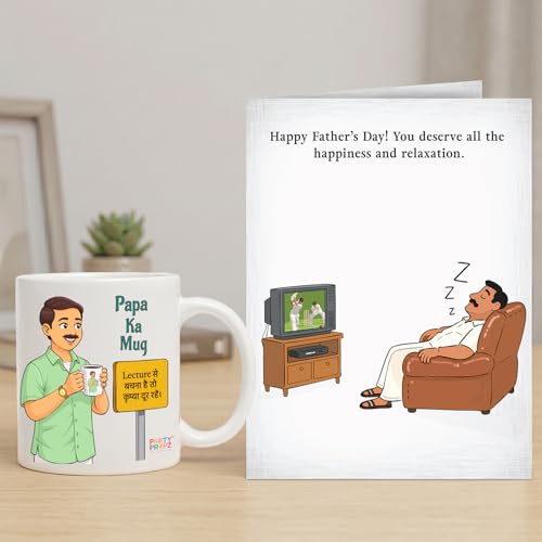 Image of Party Propz Happy Fathers Day Greeting Card and Mug Kit - 2 Pcs Coffee Mug for Dad with Greeting Card, Papa ka Mug, Best Dad Gifts, Fathers Day Gift, Gifts for Papa (Cardstock, Ceramic)